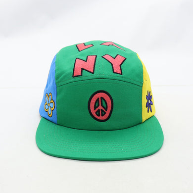DE LA NY PEACE 5 PANEL CAMPER GREEN BLUE YELLOW HAT