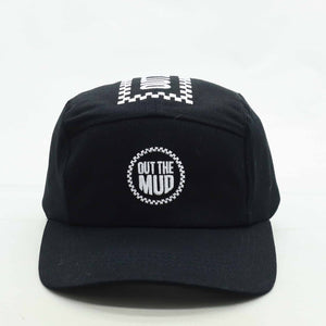 OUT THE MUD CHECKERED FLAG 5-PANEL CAMPER BLACK HAT
