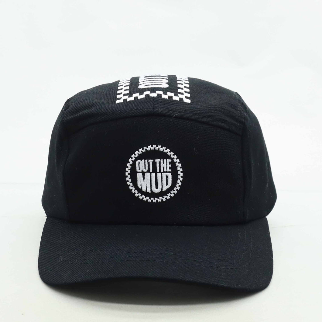 OUT THE MUD CHECKERED FLAG 5-PANEL CAMPER BLACK HAT