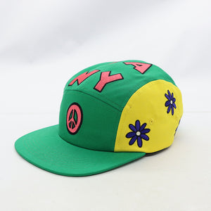 DE LA NY PEACE 5 PANEL CAMPER GREEN BLUE YELLOW HAT