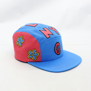 DE LA NY PEACE 5 PANEL CAMPER BLUE PINK YELLOW HAT