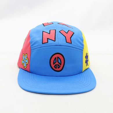 DE LA NY PEACE 5 PANEL CAMPER BLUE PINK YELLOW HAT