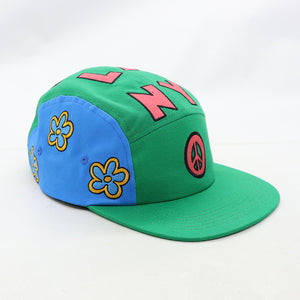 DE LA NY PEACE 5 PANEL CAMPER GREEN BLUE YELLOW HAT