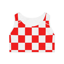 Red checker Sports Bra (AOP)