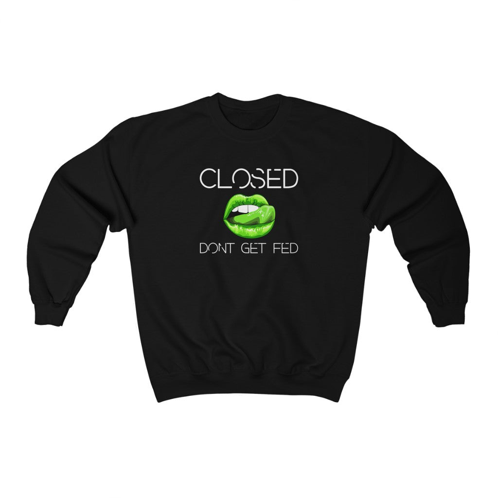 Closed mouth green Unisex Crewneck Sweatshirt