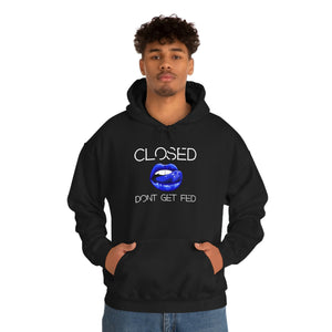 Closed mouth blue Unisex Hoodie Sweatshirt